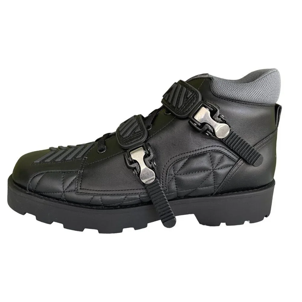 Gucci 718665 Black Leather Quebec Hi-top Calf Men's Sneakers Shoe, Sz G10